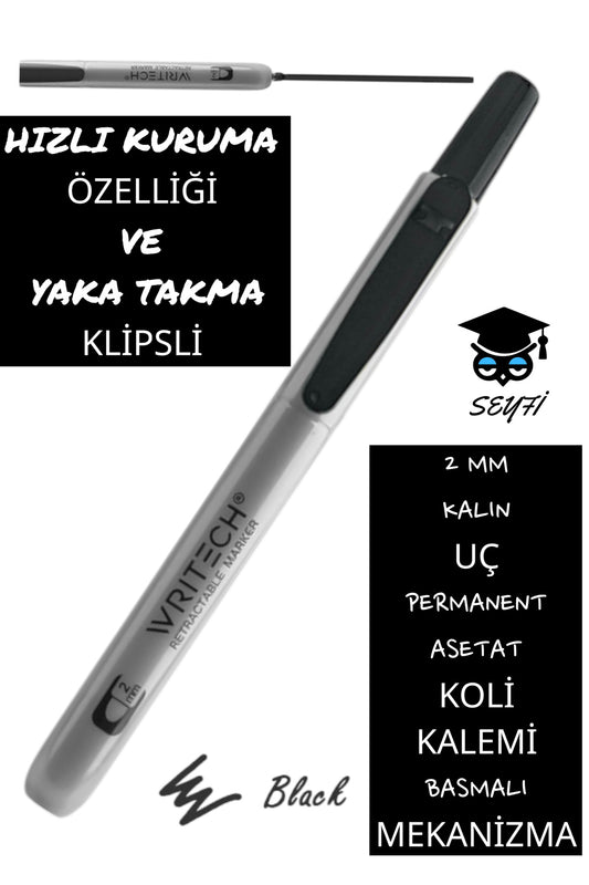 2 MM KALIN UÇ PERMANENT ASETAT KOLİ KALEMİ BASMALI MEKANİZMA