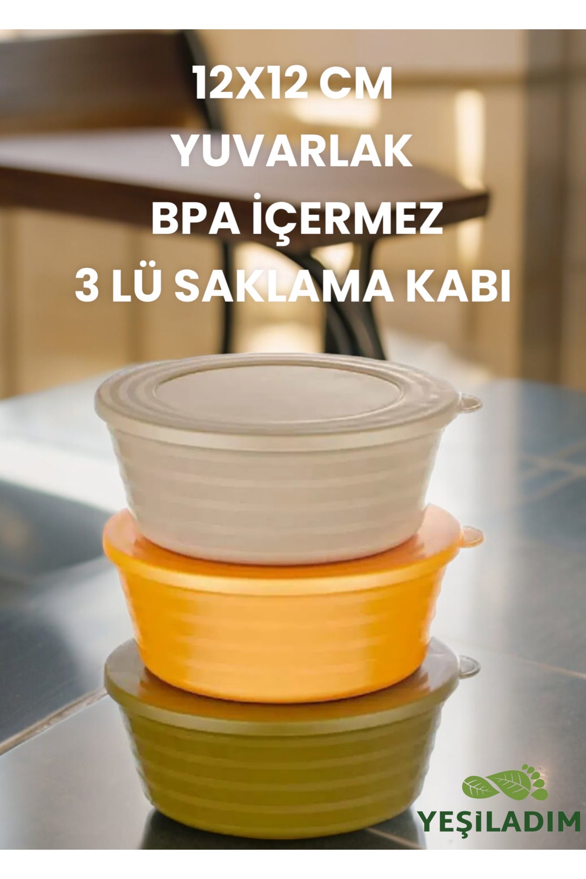 10x13 Cm Yuvarlak Bpa Içermez 3 Lü Saklama Kabı