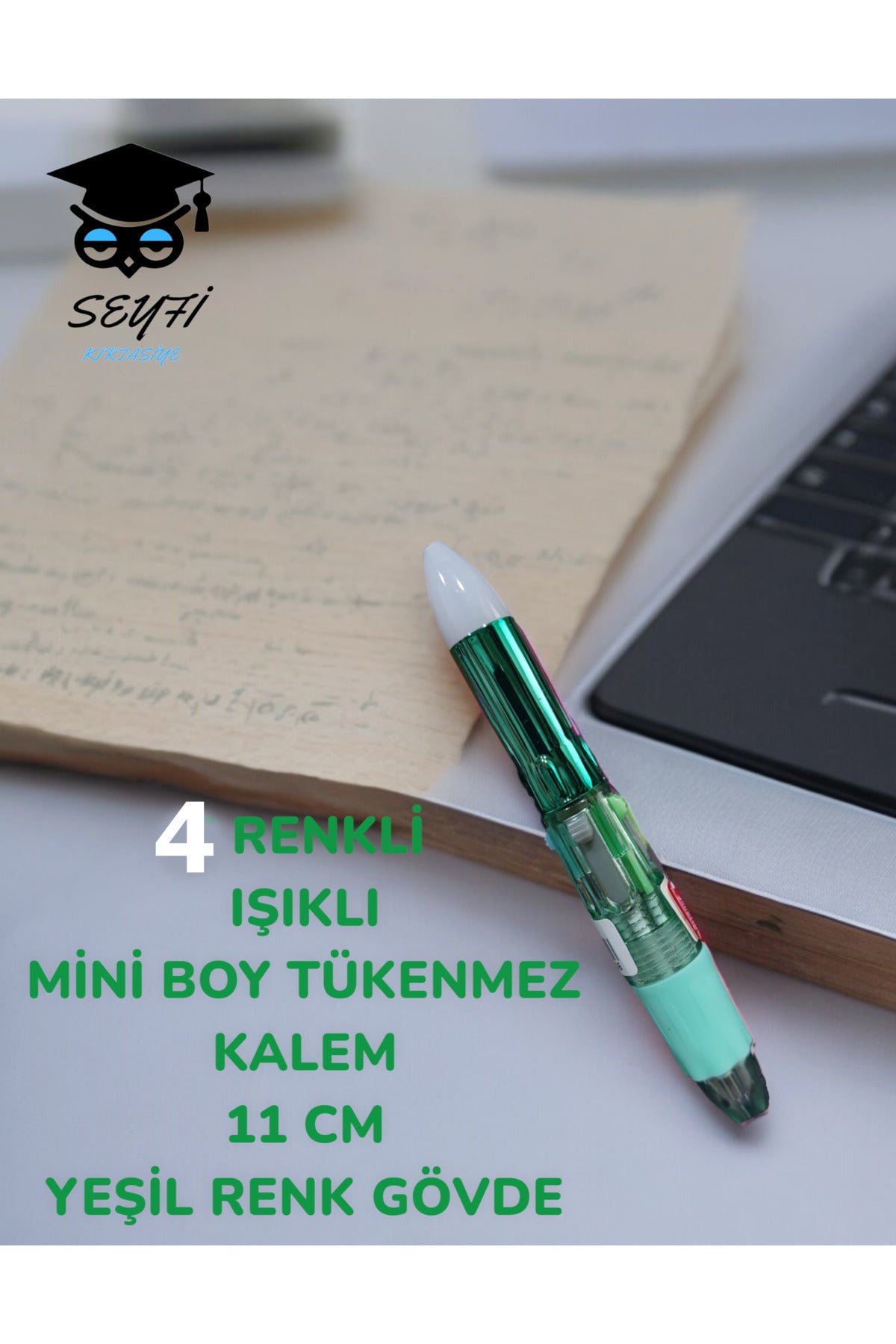 4 RENKLİ IŞIKLI MİNİ BOY TÜKENMEZ KALEM 11 CM RENKLİ GÖVDE