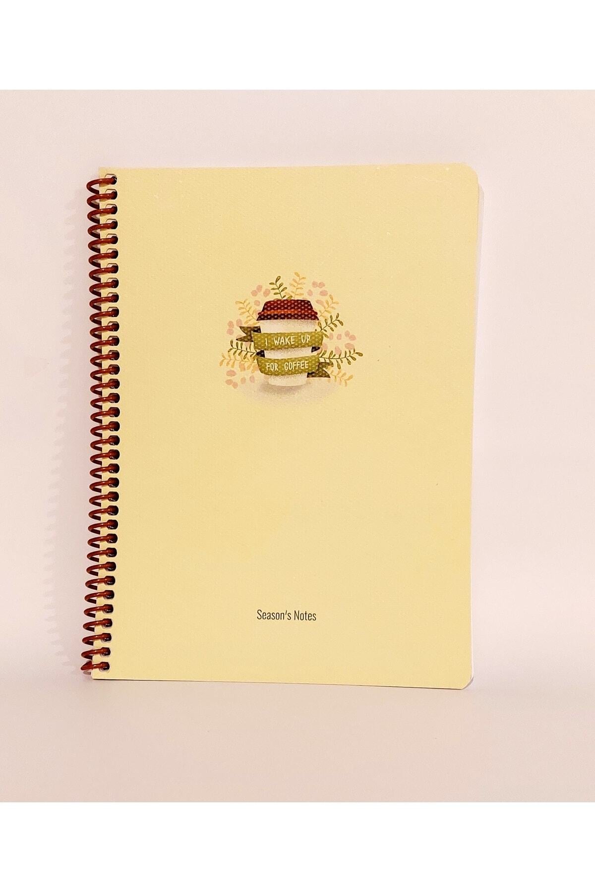 80 Sayfa Çizgisiz Telli Defter Kahve Temalı 16x22 Cm 60 Gr Beyaz Kağıt