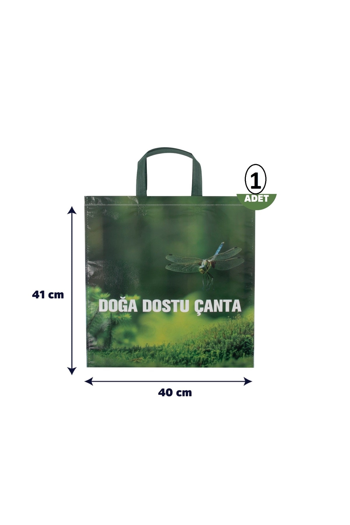 Körüklü Doğa Dostu Yeşil Alışveriş Poşeti 40x41x10cm