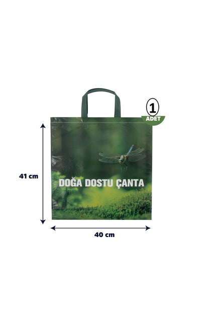 Körüklü Doğa Dostu Yeşil Alışveriş Poşeti 40x41x10cm
