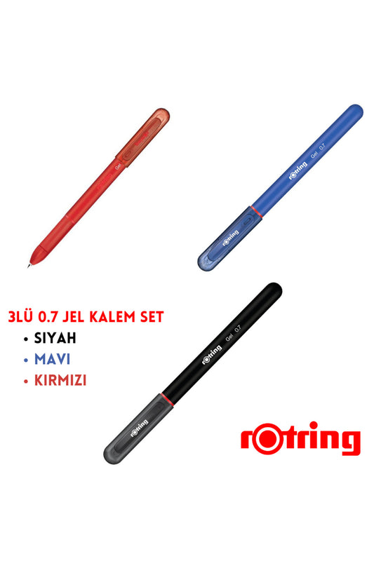 Jel Kalem 0.7 mm 3 Renk 3lü Set Siyah Mavi Kırmızı