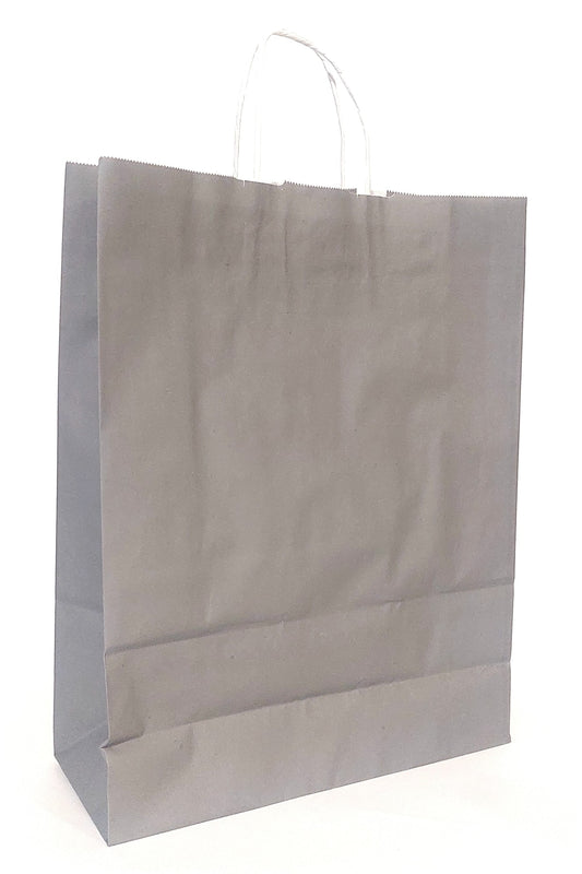 Kağıt Poşet 12x32x40 Gri Gümüş Kuşe Kağıt 5 Adet