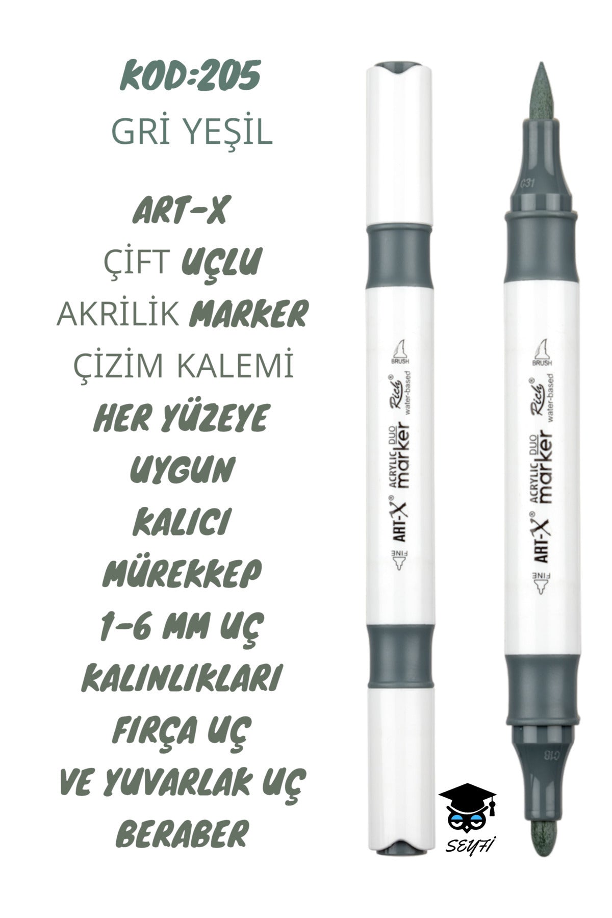 ART-X ÇİFT UÇLU AKRİLİK MARKER ÇİZİM KALEMİ HER YÜZEYE UYGUN KALICI MÜREKKEP 1-6 MM UÇ KALINLIKLARI