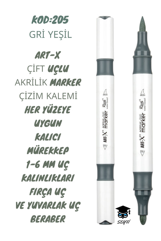 ART-X ÇİFT UÇLU AKRİLİK MARKER ÇİZİM KALEMİ HER YÜZEYE UYGUN KALICI MÜREKKEP 1-6 MM UÇ KALINLIKLARI