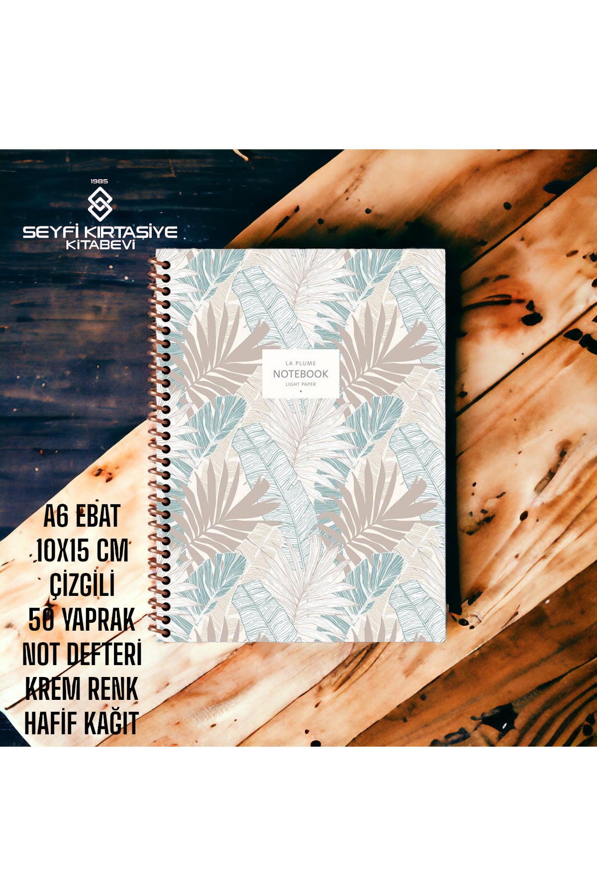 10x15 Cm ÇİZGİLİ 50 Yaprak Hafif Not Defteri La Plume Karton Kapak Telli Defter 70 Gr Ivory Kağıt