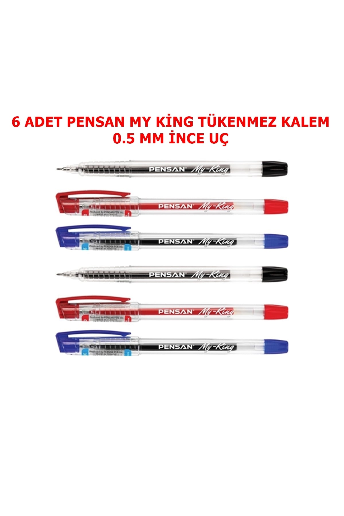 My King Jel Kalem 6 ADET Mavi-kırmızı-siyah 2'ŞER