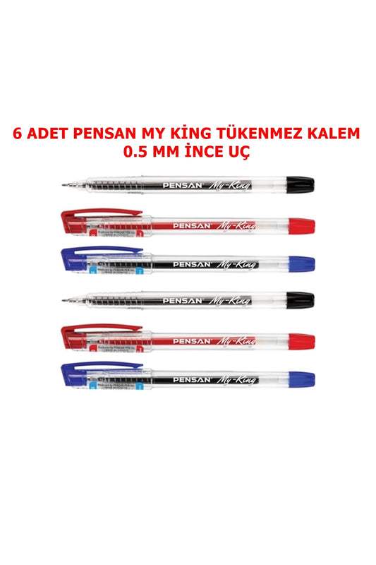 My King Jel Kalem 6 ADET Mavi-kırmızı-siyah 2'ŞER