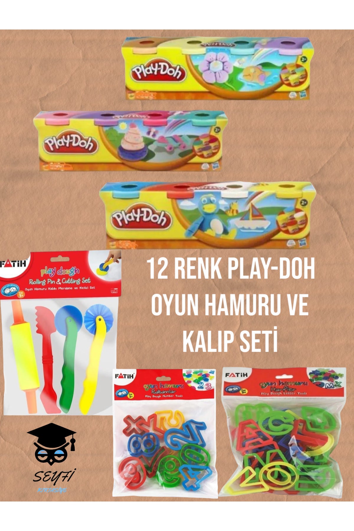 12 RENK PLAY-DOH OYUN HAMURU VE KALIP SETİ