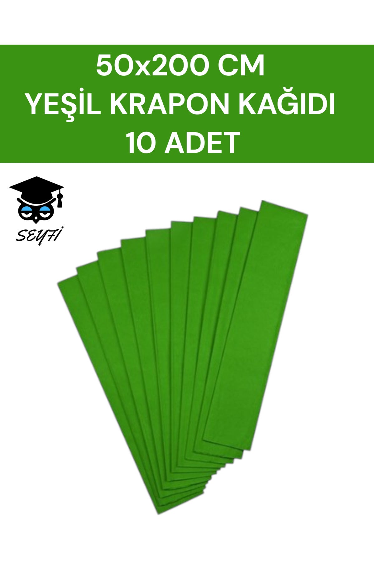 50x200 CM YEŞİL KRAPON KAĞIDI 10 ADET