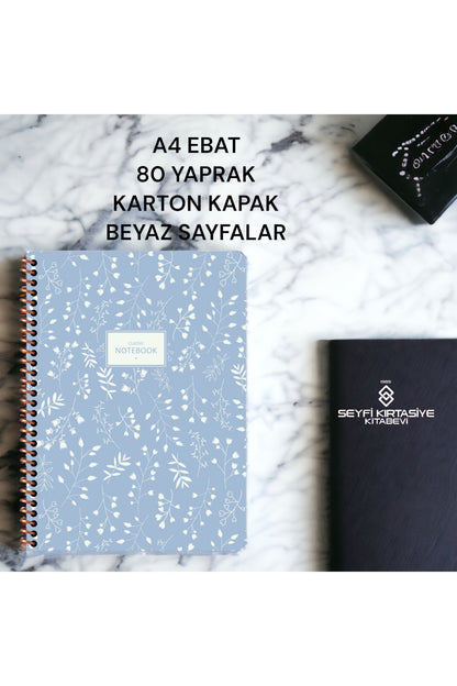 ÇİZGİLİ A4 EBAT 80 YAPRAK KARTONKAPAK TELLİ DEFTER BEYAZ RENK 60 GR KAĞIT