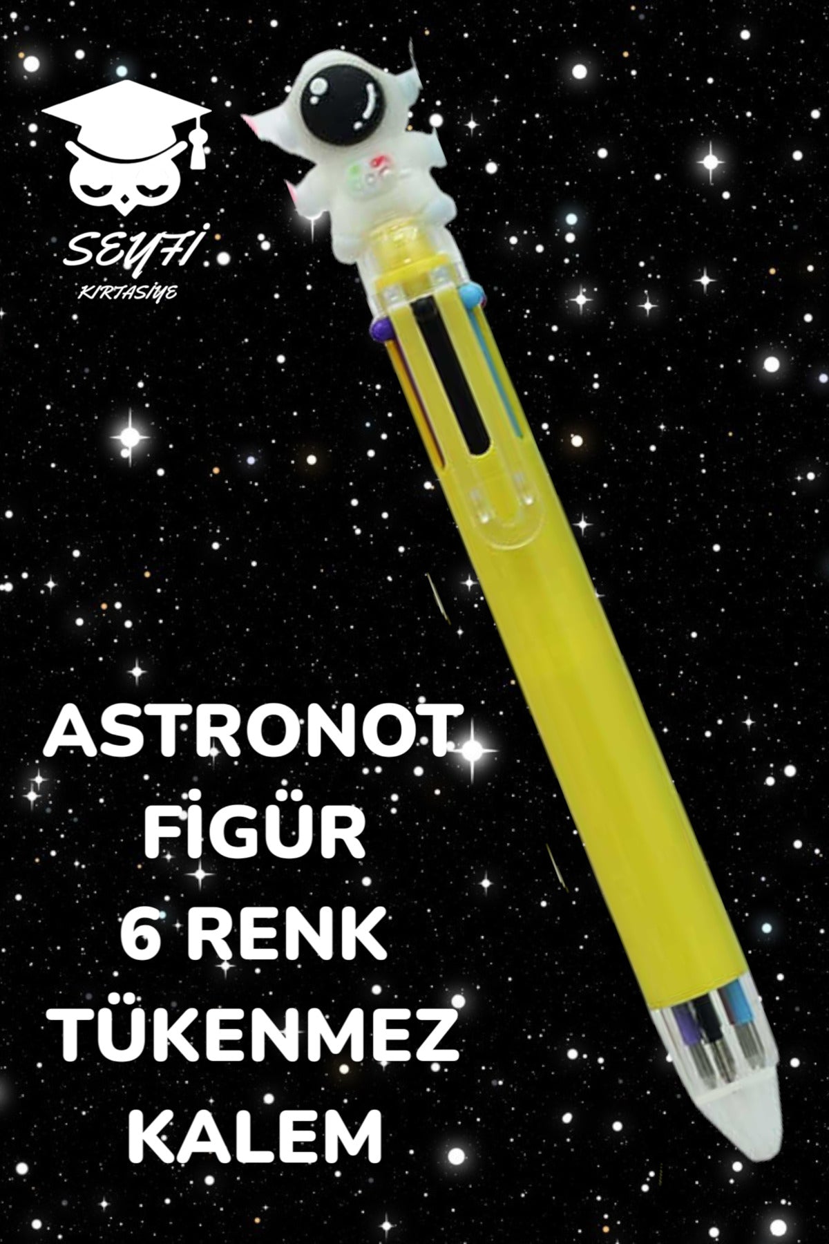 6 RENKLİ TÜKENMEZ KALEM ASTRONOT MODELLER 1 ADET