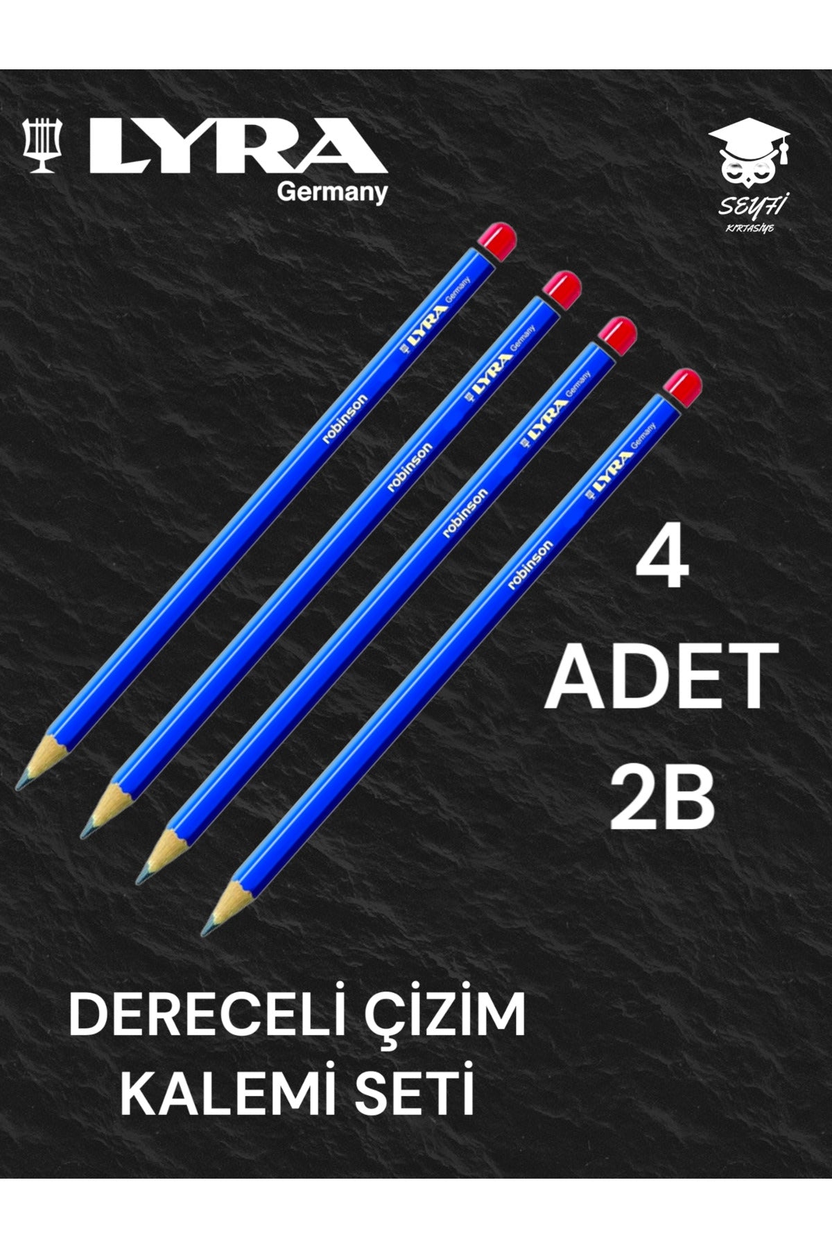 DERECELİ ÇİZİM KALEMİ SETİ 4 ADET KURŞUN ÇİZİM KALEMİ LYRA ROBİNSON ALMANYA ÜRETİM
