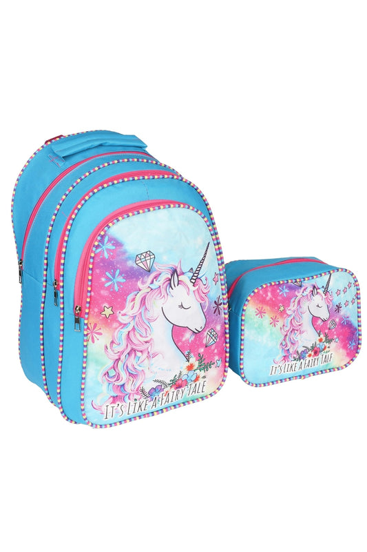 Turkuaz Unicorn Ilkokul Çantası Beslenme Çantalı 1112-2
