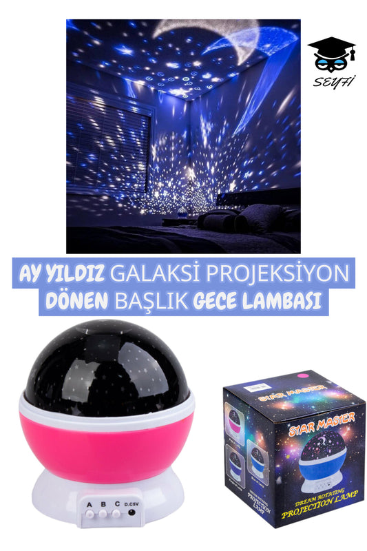 Renkli Yıldızlı Gökyüzü Projeksiyon Gece Lambası