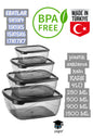 plastik saklama kabı KARE 4'LÜ 250 ML 500 ML 900 ML 1500 ML
