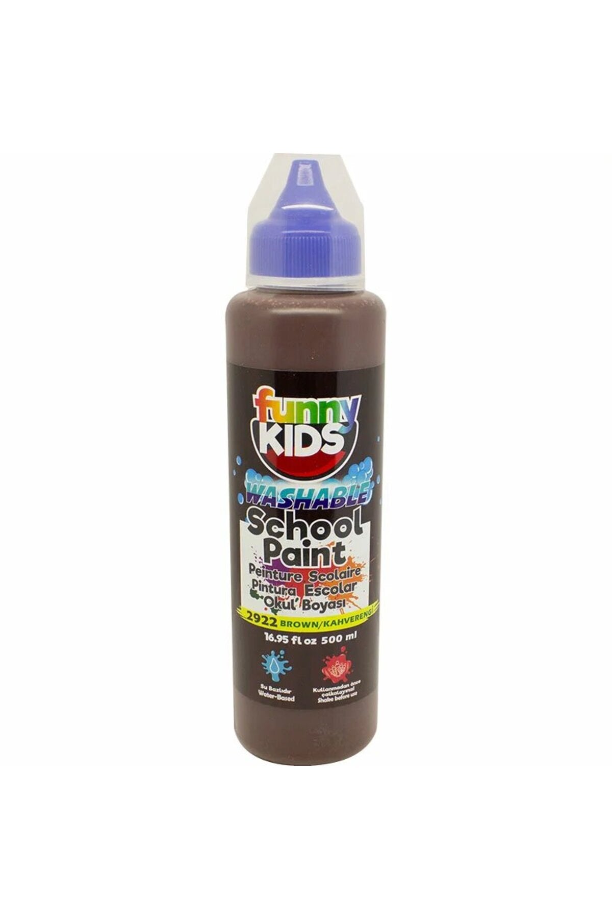 Funny Kids Yıkanabilir Okul Boyası 500ml - 2922 Kahverengi