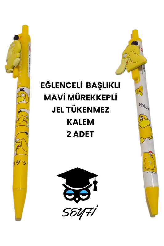 EĞLENCELİ BAŞLIKLI İNCE UÇLU JEL TÜKENMEZ KALEM MAVİ MÜREKKEP