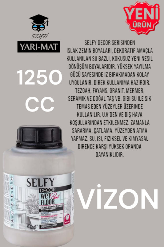 SELFY DECOR ISLAK ZEMİN BOYASI 1250 CC MUTFAK TEZGAH FAYANS LAVABO KÜVET TUVALET ZEMİN HER YÜZEY