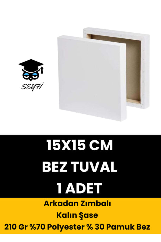 15x15 cm Bez Tuval Arkadan Zımbalı Tuval Kalın Şase 210 Gr %70 Polyester % 30 Pamuk Bez