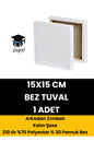15x15 cm Bez Tuval Arkadan Zımbalı Tuval Kalın Şase 210 Gr %70 Polyester % 30 Pamuk Bez