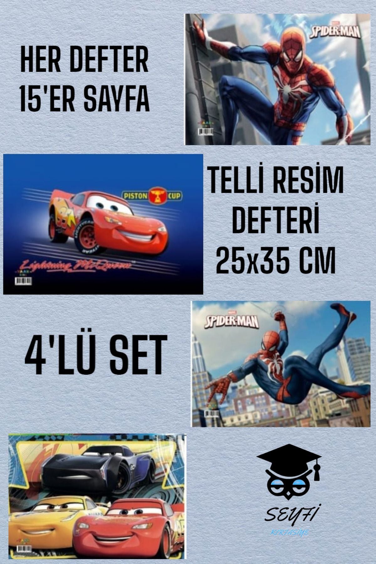 2535DEFTER - 4 Adet 25x35 Telli Resim Defteri