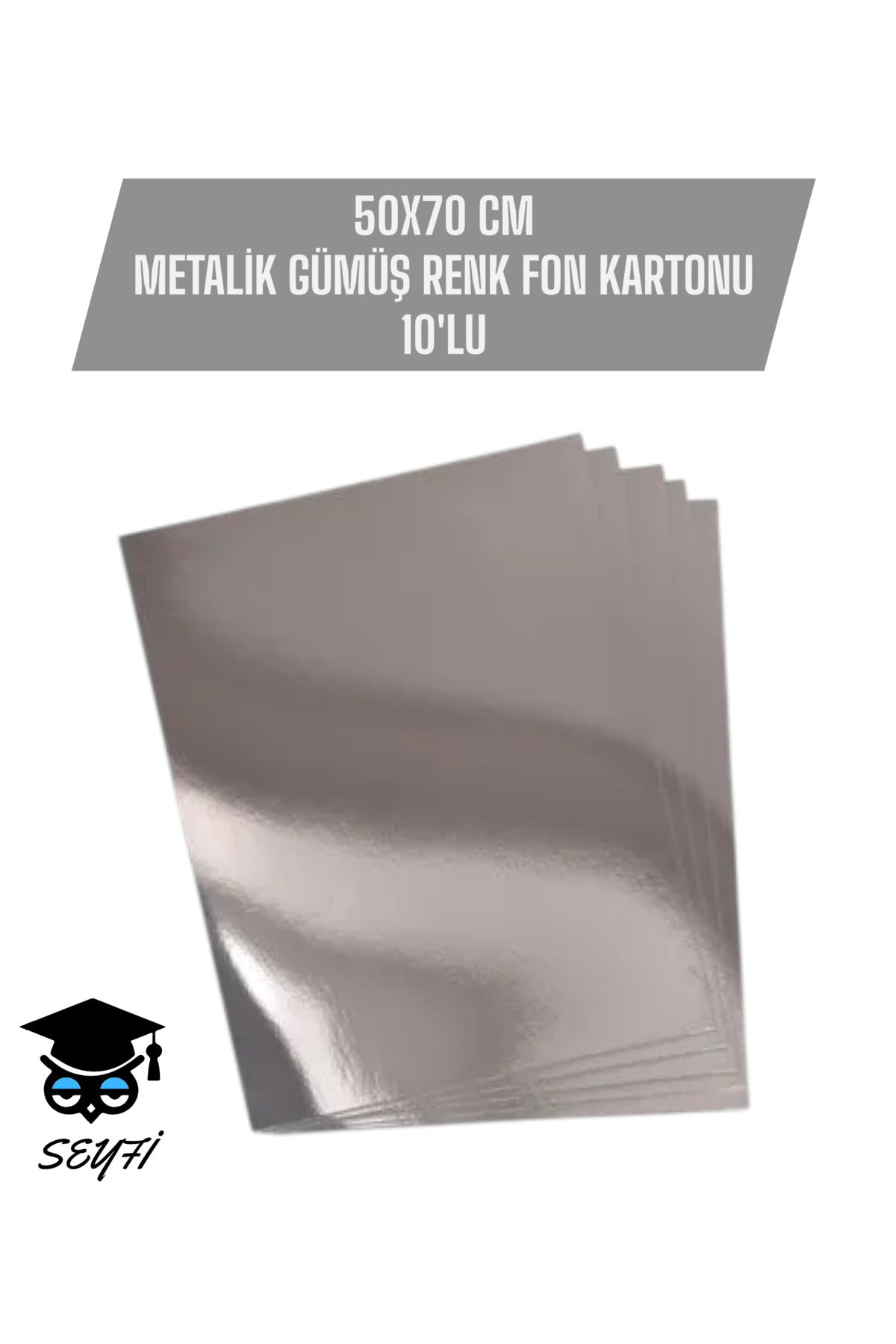 50X70 CM METALİK GÜMÜŞ RENK FON KARTONU 10'LU