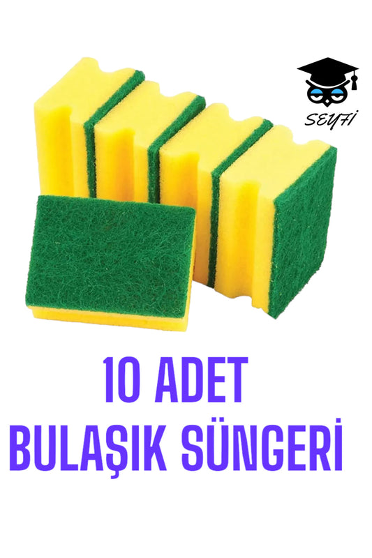 10 ADET BULAŞIK SÜNGERİ OLUKLU SUN BRİTE