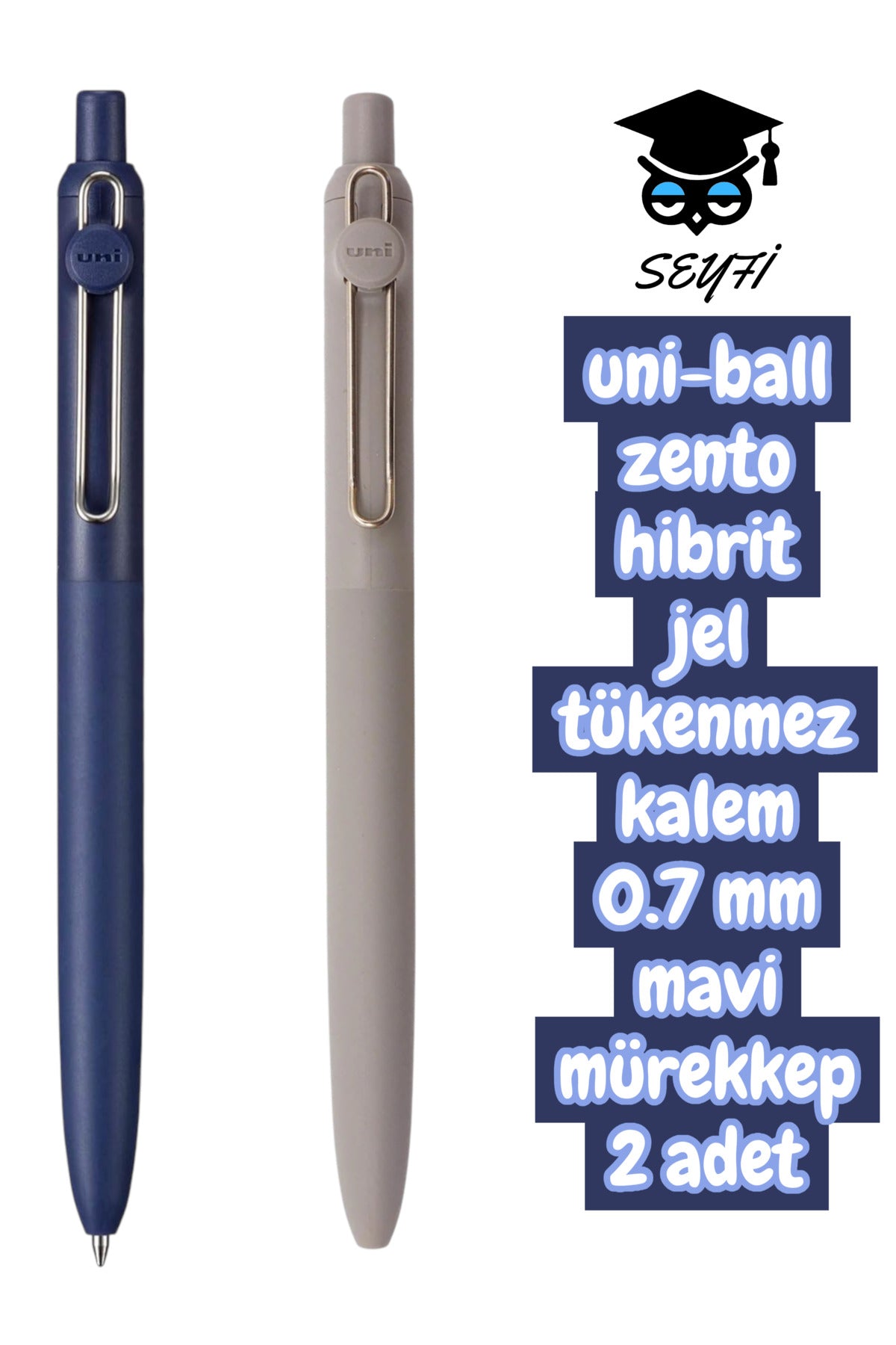 uni-ball zento hibrit jel tükenmez kalem 0.7 mm mavi mürekkep 2 adet uniball