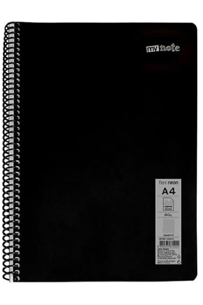 Defter Okul Defteri Spiralli Telli Pp Kapak A4 3 Adet Farklı Renklerde - 60 Sayfa Kareli ( 3 ADET )