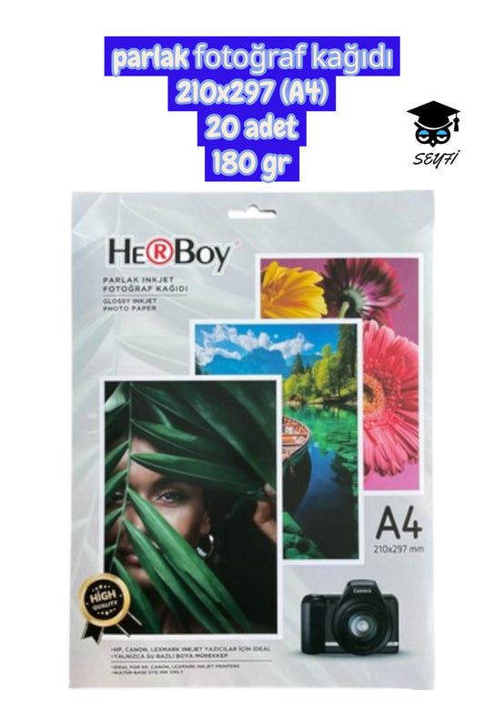 180 gr parlak fotoğraf kağıdı 210x297 (A4) 20 adet