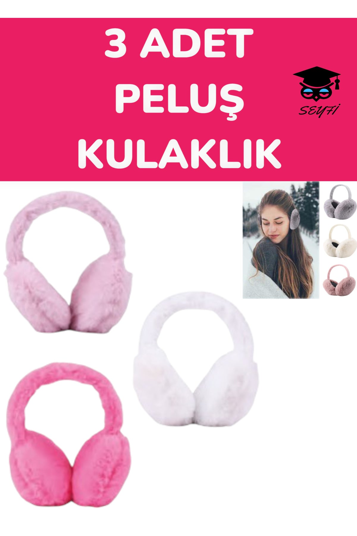 3 ADET PELUŞ KULAKLIK CR-3550