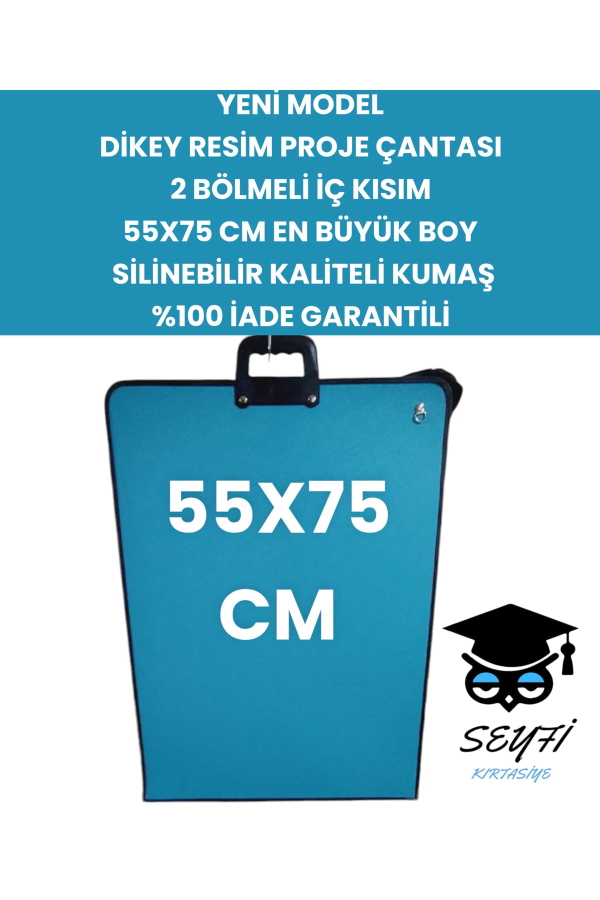 55X75 CM DİKEY RESİM PROJE ÇANTASI 2 BÖLMELİ İÇ KISIM EN BÜYÜK BOY SİLİNEBİLİR KALİTELİ KUMAŞ
