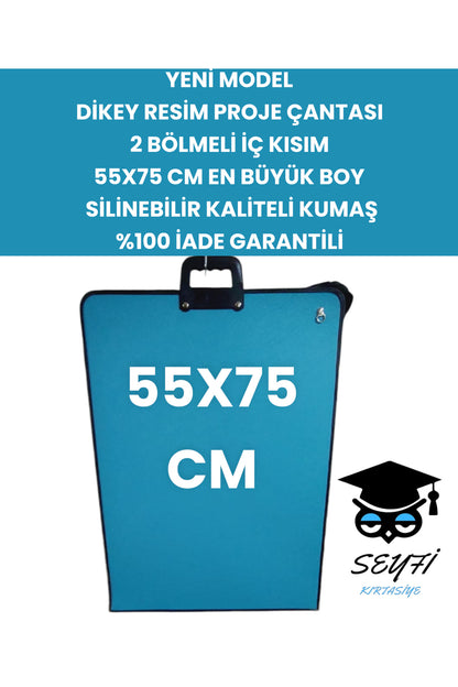 55X75 CM DİKEY RESİM PROJE ÇANTASI 2 BÖLMELİ İÇ KISIM EN BÜYÜK BOY SİLİNEBİLİR KALİTELİ KUMAŞ