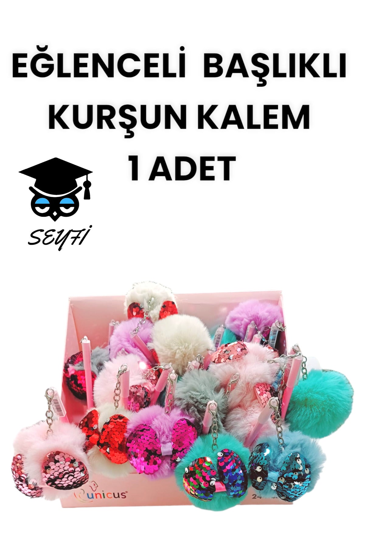 EĞLENCELİ BAŞLIKLI KURŞUN KALEM PONPON KALEMLER
