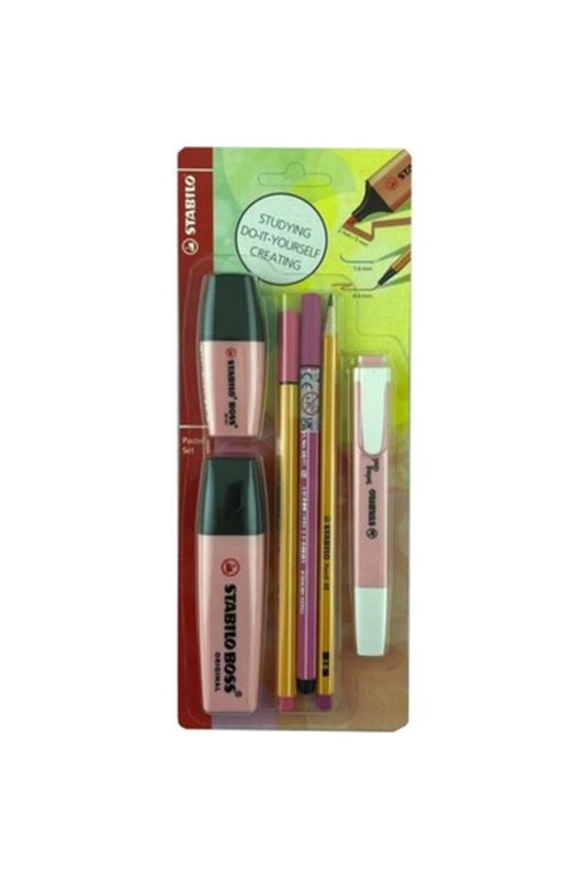 Fosforlu Kalem Tek Renk Pastel Set 6 Lı Pembe 70/129-6