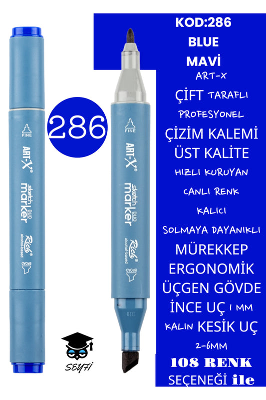 ÇİFT TARAFLI PROFESYONEL ÇİZİM KALEMİ KALICI MÜREKKEP ÜÇGEN GÖVDE İNCE UÇ 1 MM KESİK UÇ 2-6MM SKETCH