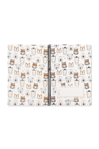Animal Friends Baskılı A4 Kareli Defter