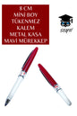 8 CM MİNİ BOY TÜKENMEZ KALEM METAL KASA MAVİ MÜREKKEP