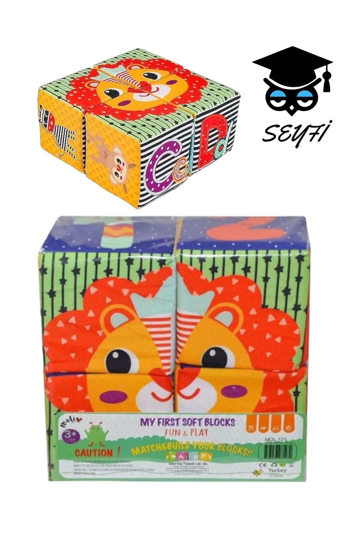 4'LÜ EĞİTİCİ PUF KÜP BLOK İLK EĞİTİM SETİM ÇINGIRAKLI Ürün Ölçüsü : 20 x 20 x10 cm