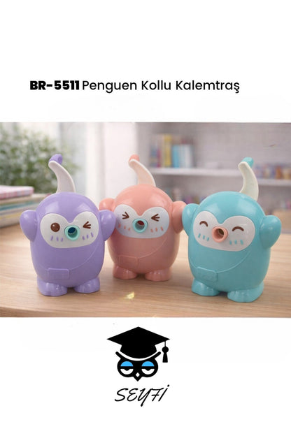 KOLLU KALEMTRAŞ PENGUEN MODEL FİGÜRLÜ MASAÜSTÜ KALEMTRAŞ