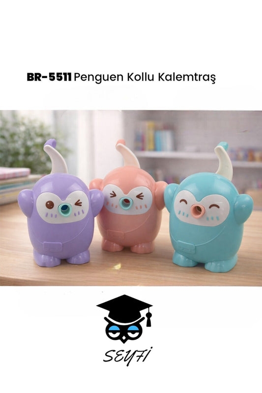 KOLLU KALEMTRAŞ PENGUEN MODEL FİGÜRLÜ MASAÜSTÜ KALEMTRAŞ