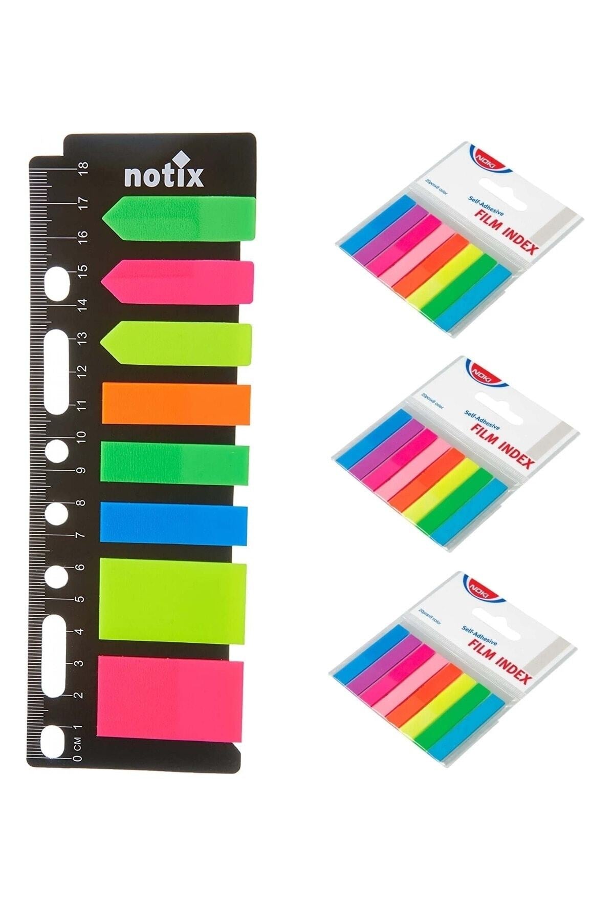 3 ADET Index Film Işaret Bantı 8 Renk No:12401 VE 8 Parça NOTİX Post-it Seti