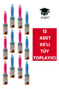 12 ADET 60'LI TÜY TOPLAYICI 60 Yaprak Kıl Tüy Toplayıcı Rulo Evcil Hayvan Kedi Köpek Tüyü Toplama