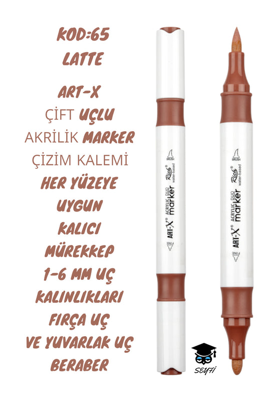 ART-X ÇİFT UÇLU AKRİLİK MARKER ÇİZİM KALEMİ HER YÜZEYE UYGUN KALICI MÜREKKEP 1-6 MM UÇ KALINLIKLARI