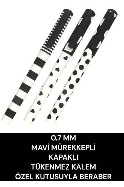 0.7 MM MAVİ MÜREKKEPLİ KAPAKLI TÜKENMEZ KALEM ÖZEL KUTUSUYLA BERABER