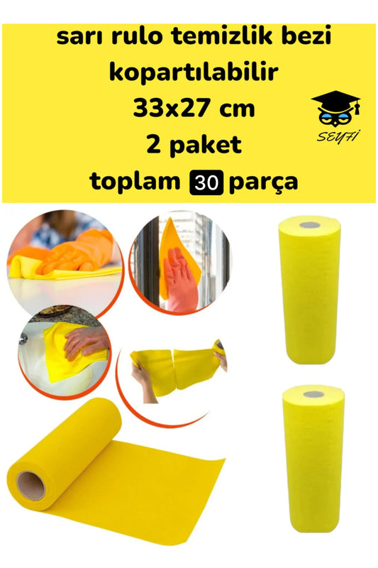 sarı rulo temizlik bezi kopartılabilir 33x27 cm 2 paket toplam 40 parça