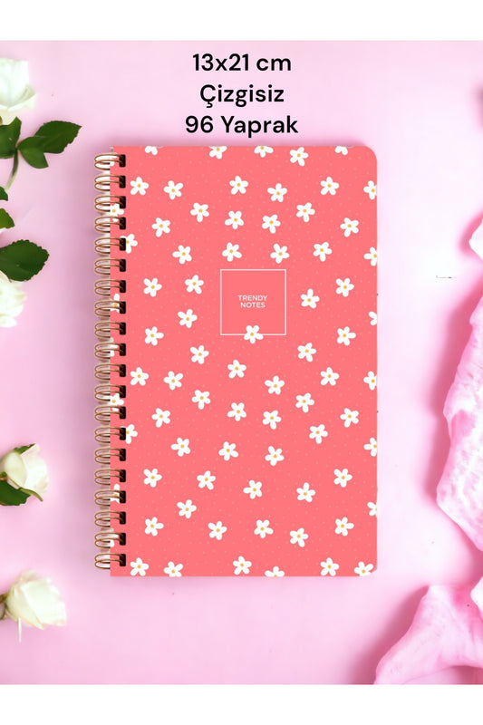 13x21 Cm Çizgisiz 96 Yaprak Sert Karton Kapak Telli Defter 60 Gr Beyaz Kağıt