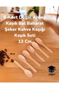 6 Adet Doğal Ahşap Kaşık Bal Baharat Şeker Kahve Kaşığı Kaşık Seti 13 Cm